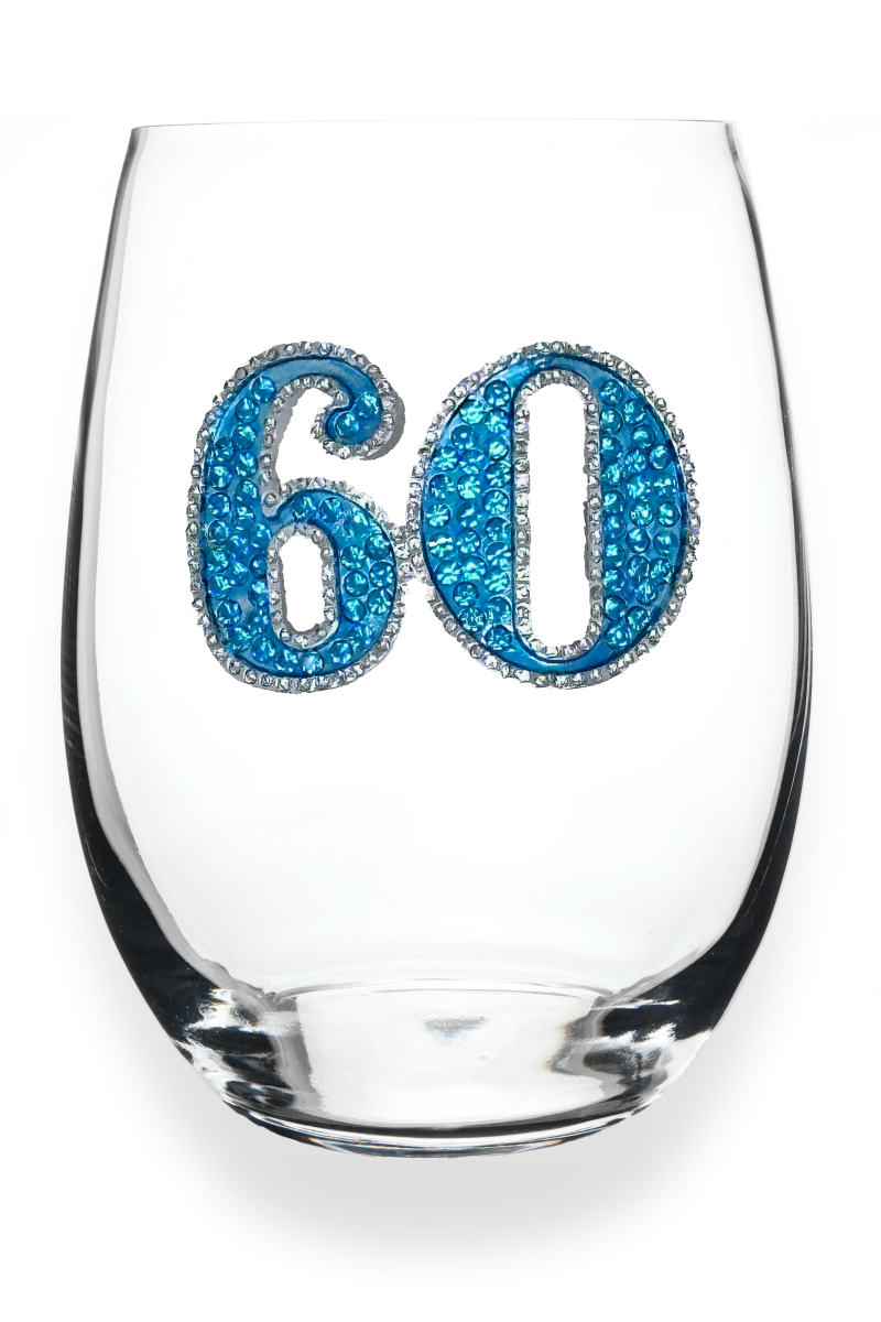 60th Birthday -  Jeweled Stemless Wine Glass