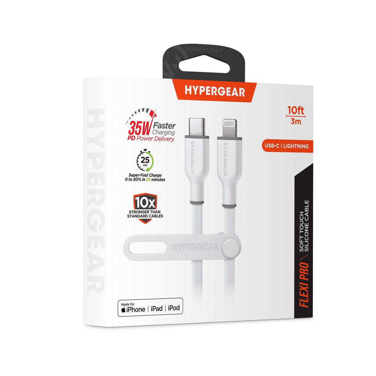 FlexiPro USB-C to Lightning Soft-Touch FastCharge Cable 10ft