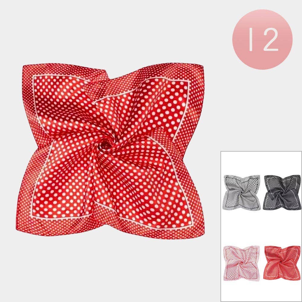 Silky Feel Polka Dot Pattern Print Square Scarves