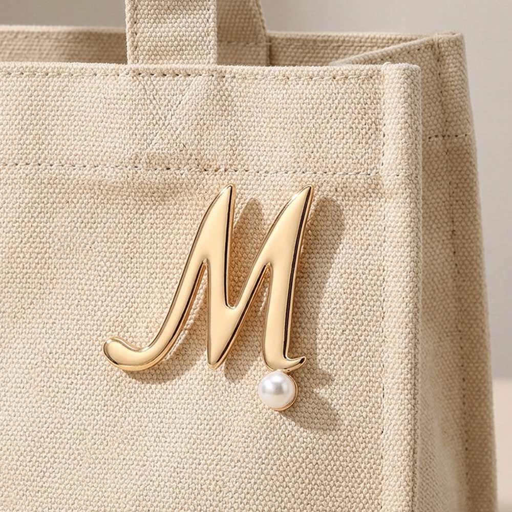 Pearl Accent Initial Letter Pin Brooch