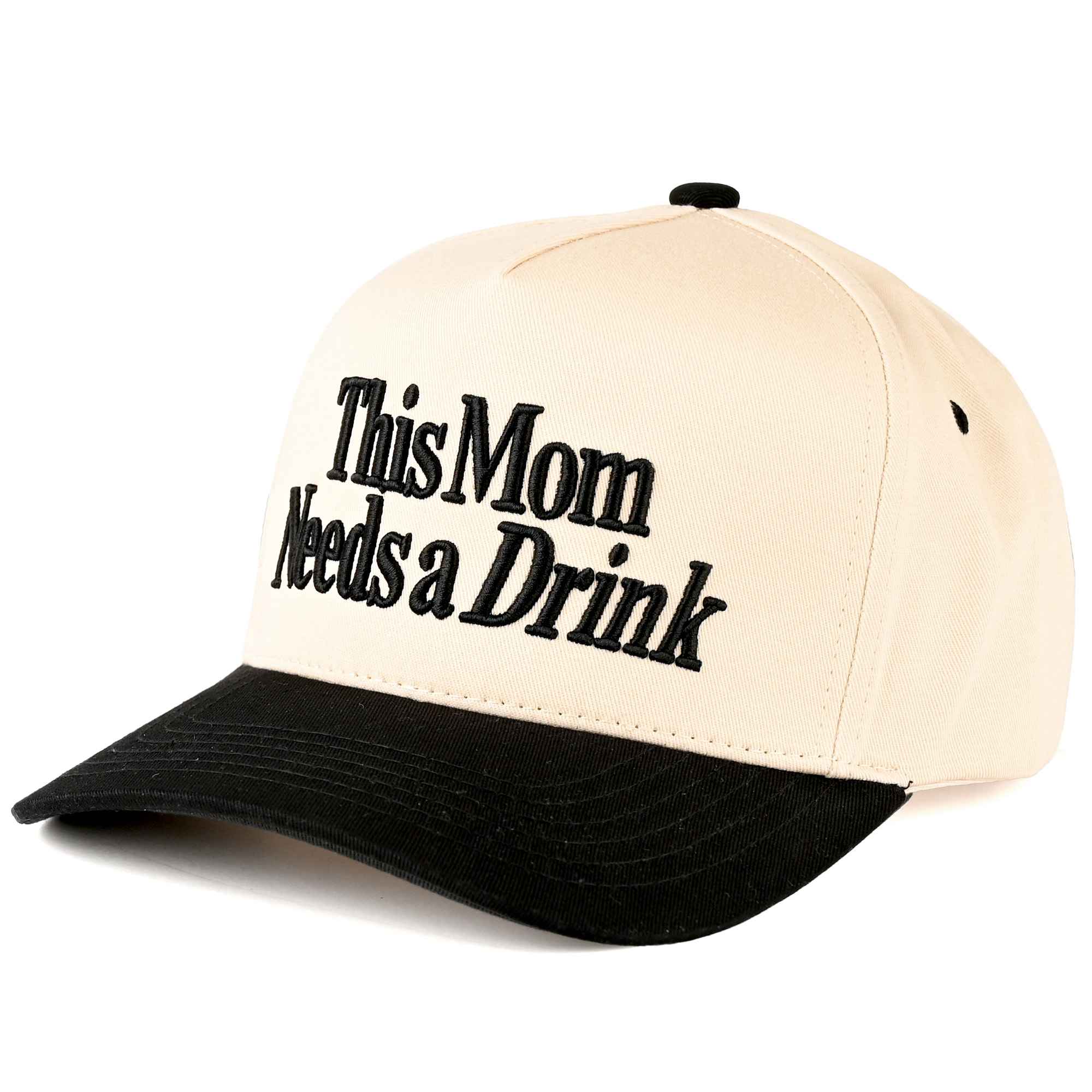 CC Boutique Beige and Black \'This Mom Needs a Drink\' Trucker Hat This Mom Needs a Drink Trucker Hat | Embroidered Canvas  main image 2