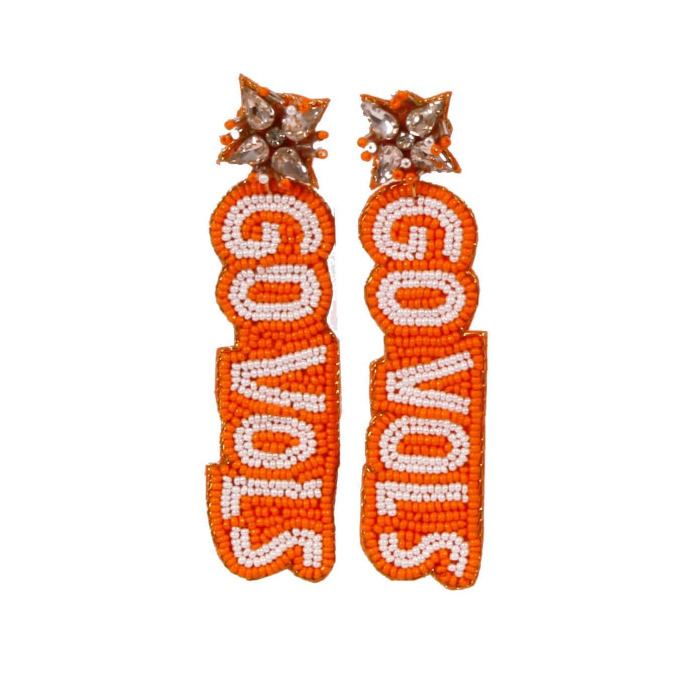 Tennessee Go Vols Beaded Earrings in Orange and White