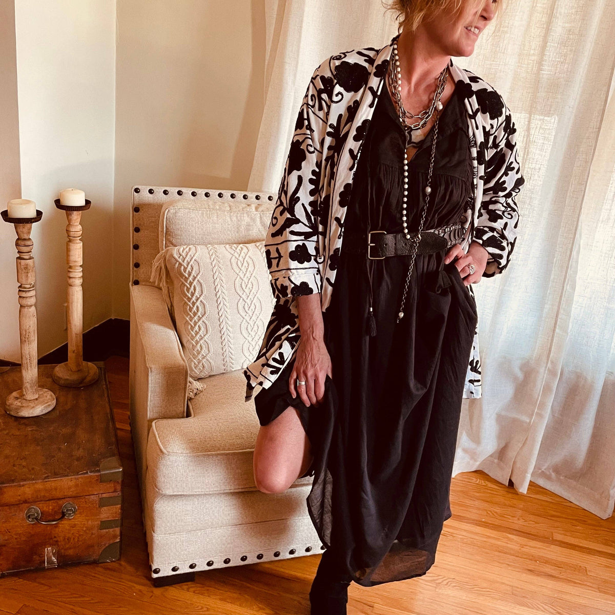 Onyx Breeze Cotton Maxi Dress