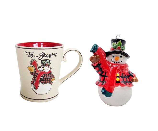 Buffalo Check Snowman Holiday 16oz Mug / Ornament