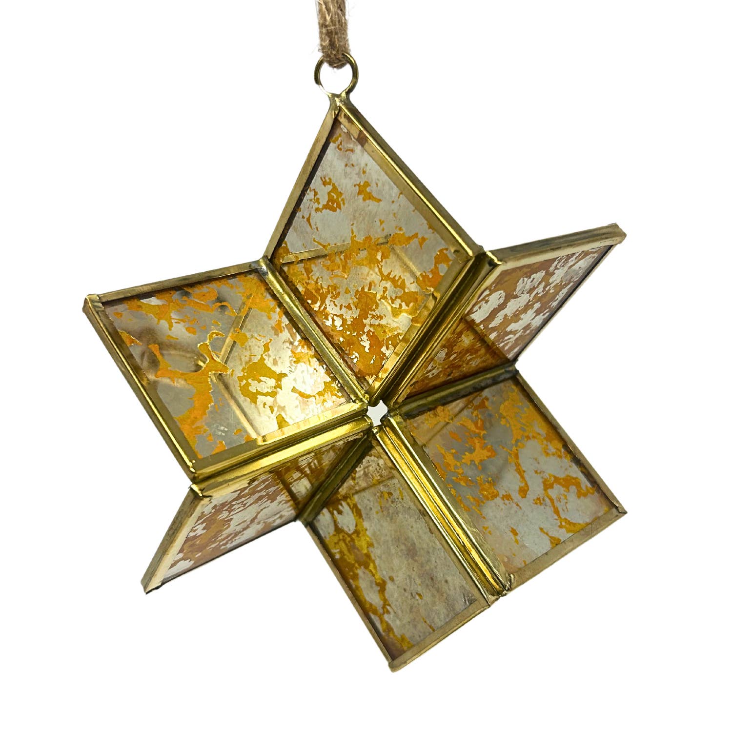 Antique Gold Glass 3D Star Ornament 5”