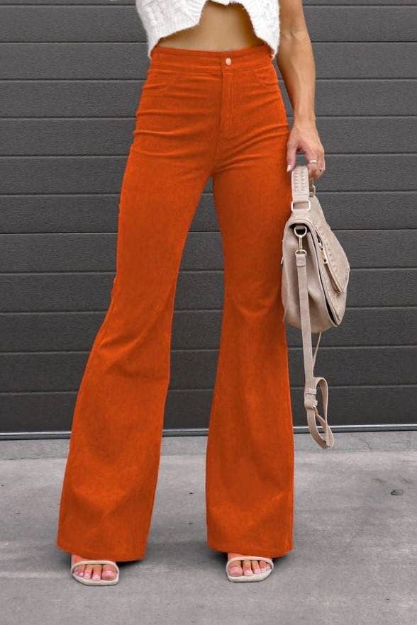 Essential Corduroy High Rise flare pants: BURNT Orange