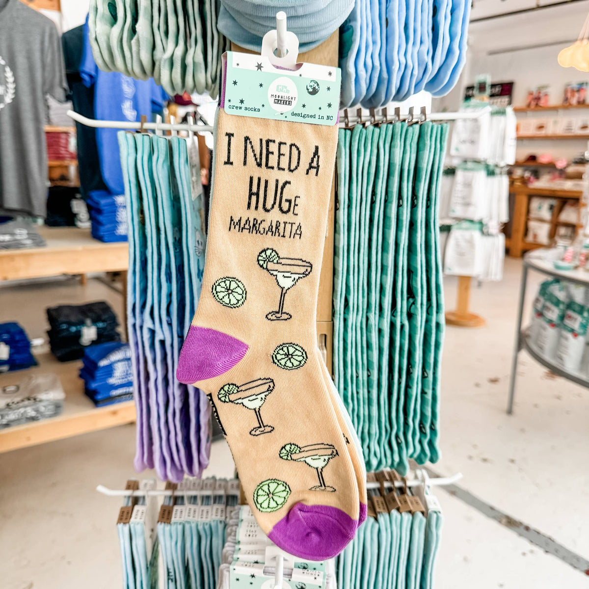 I Need a HUGe Margarita - Funny Unisex Socks - Tequila, Gift