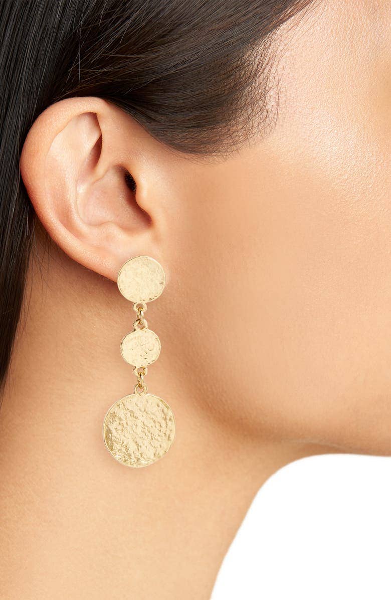 Coin drop clip on earring: Gold