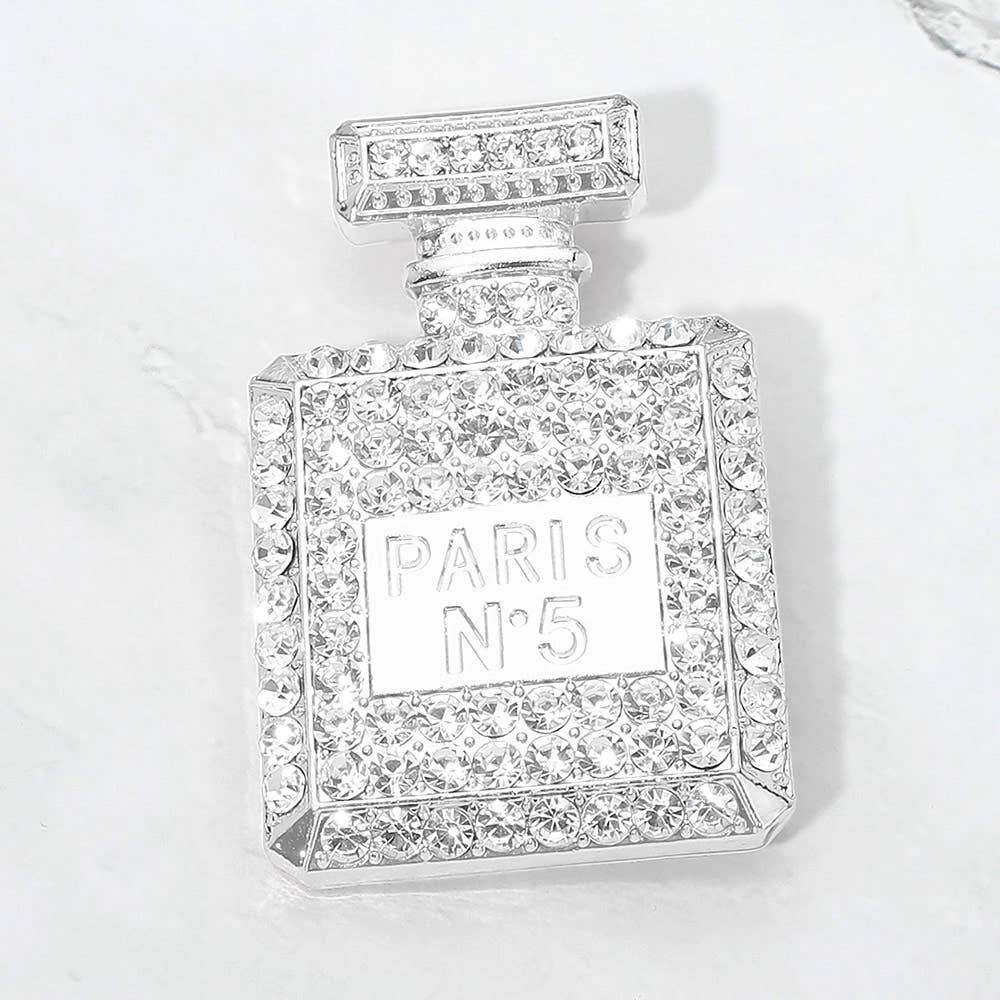 Rhinestone Pave PARIS N5 Perfume Bottle Pin Brooch