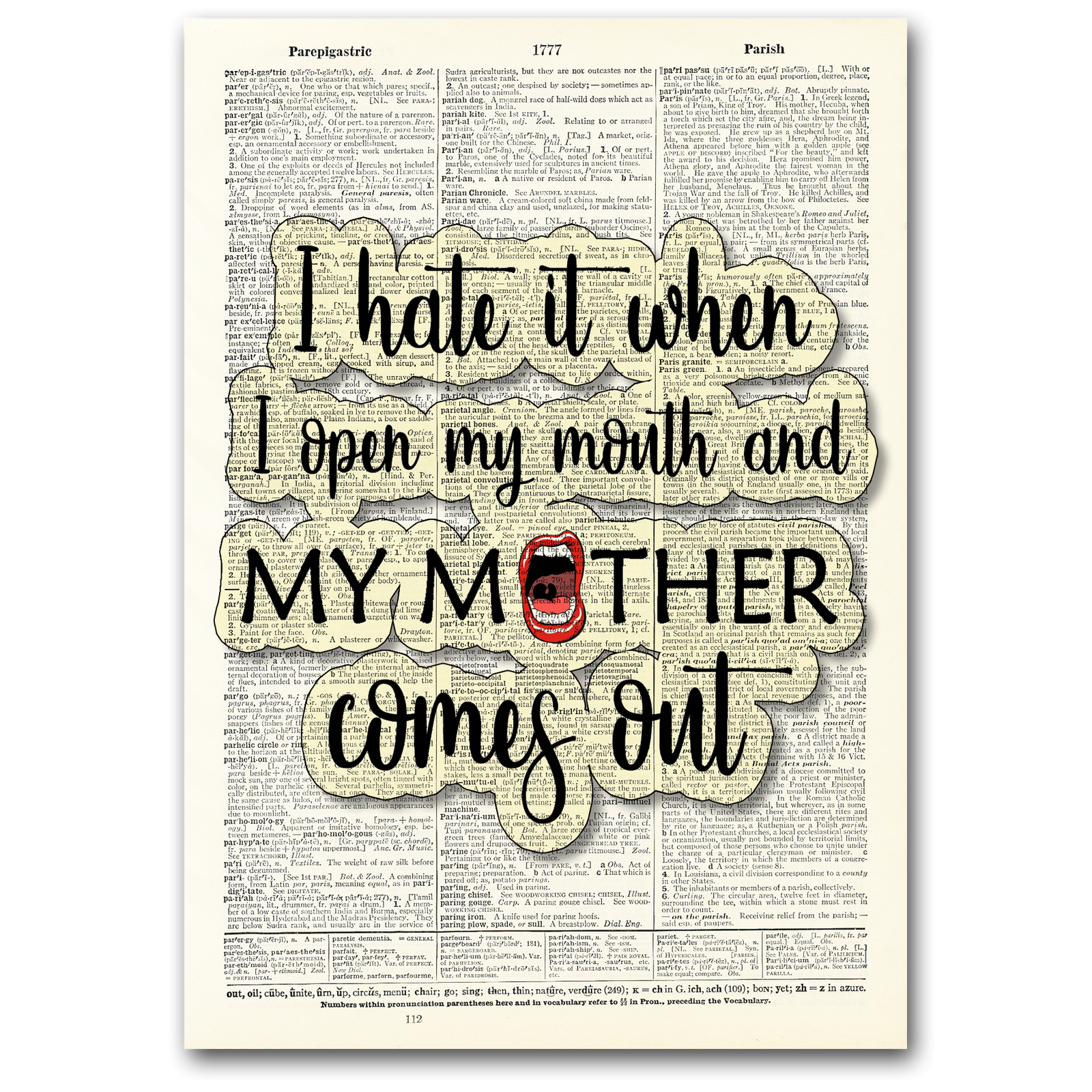 Art Print | Dictionary Page | Vintage | I Hate it When