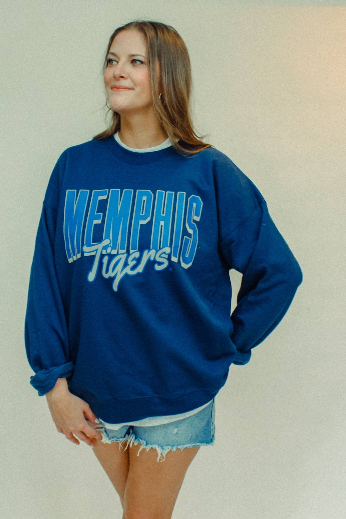 Memphis Tigers Cursive, Game Day Boxy Cotton Sweatshirt