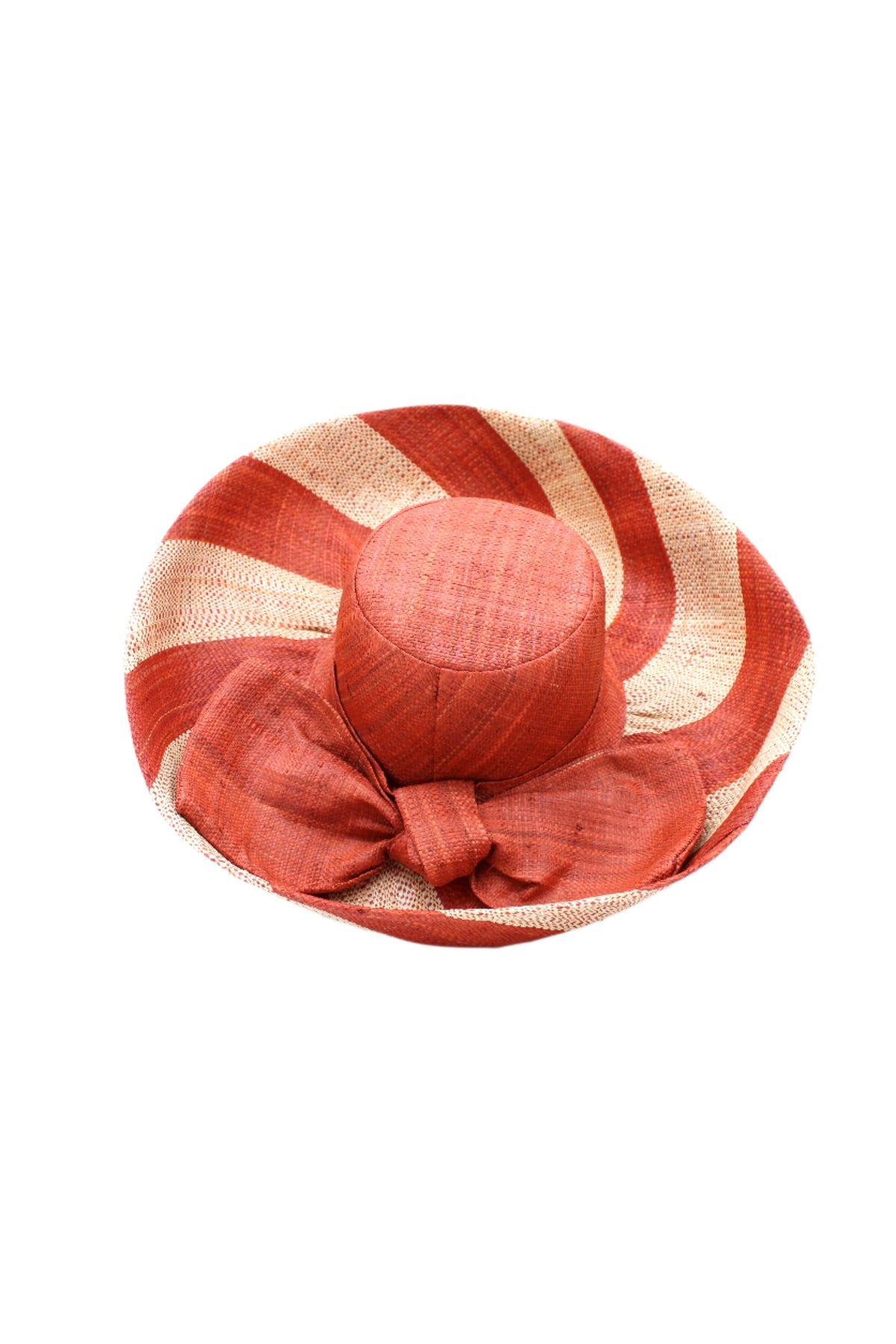 Audrey 5" Wide Brim Big Bow Stripe Straw Sun Hats