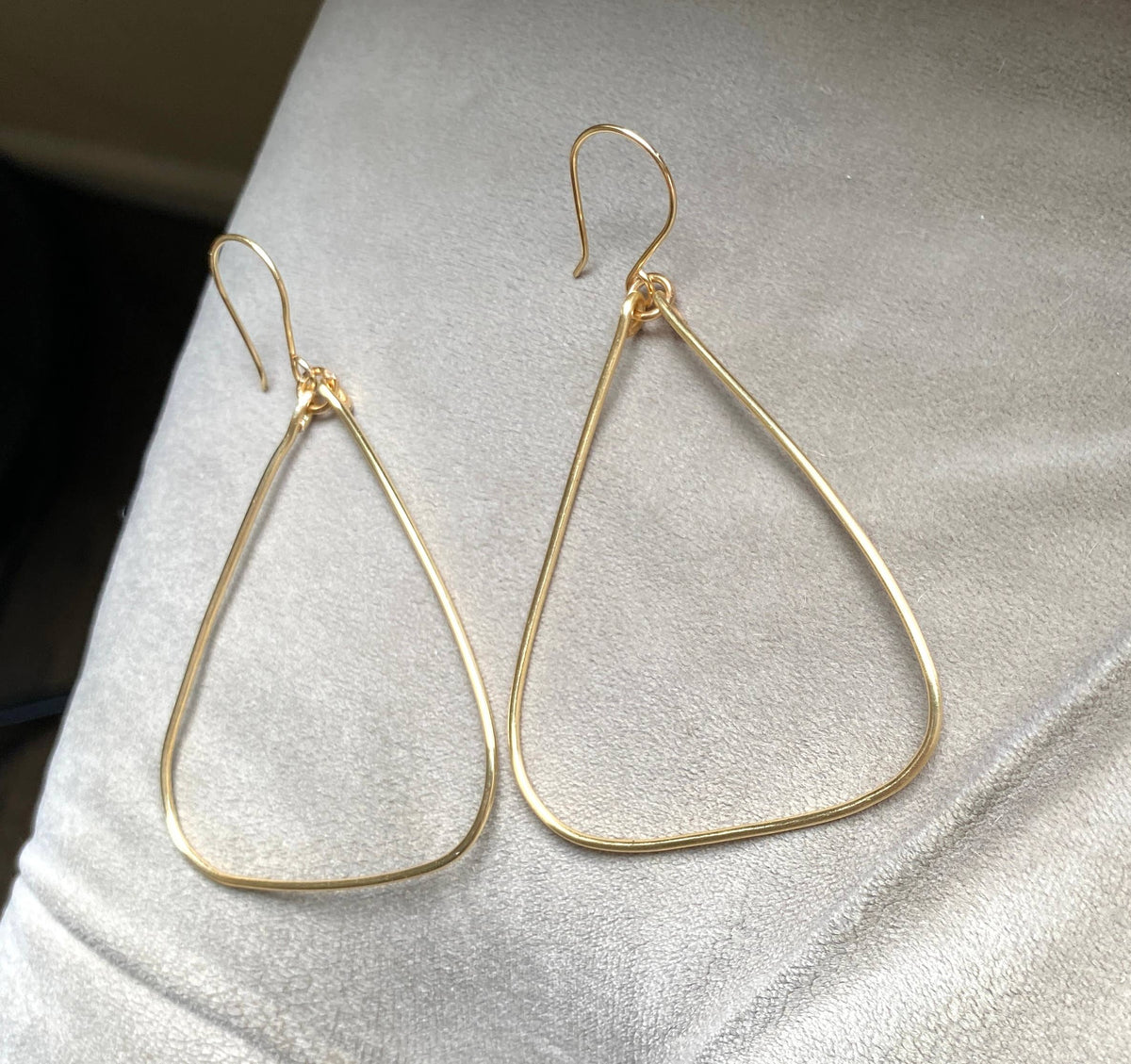 Hoop Triangle Earrings Handmade: Gold or Silver