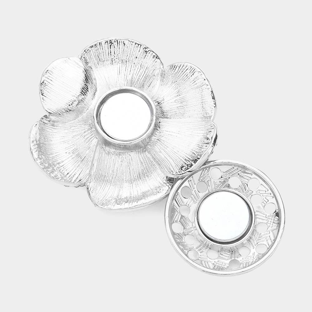 Colored Metal Flower Magnetic Brooch