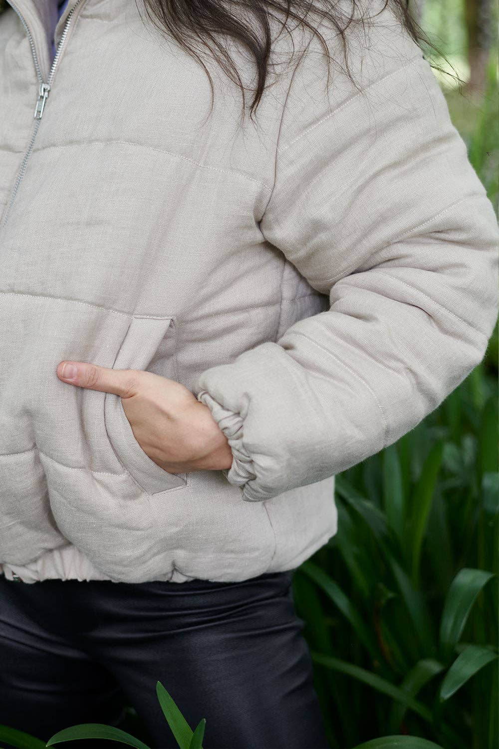 Linen Bomber Jacket - Natural: Natural / OSFA