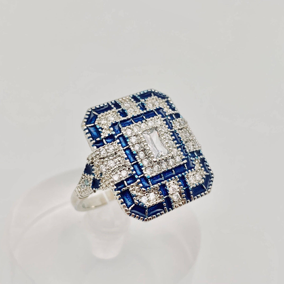 Square Cubic Zirconia Bicolored Ring