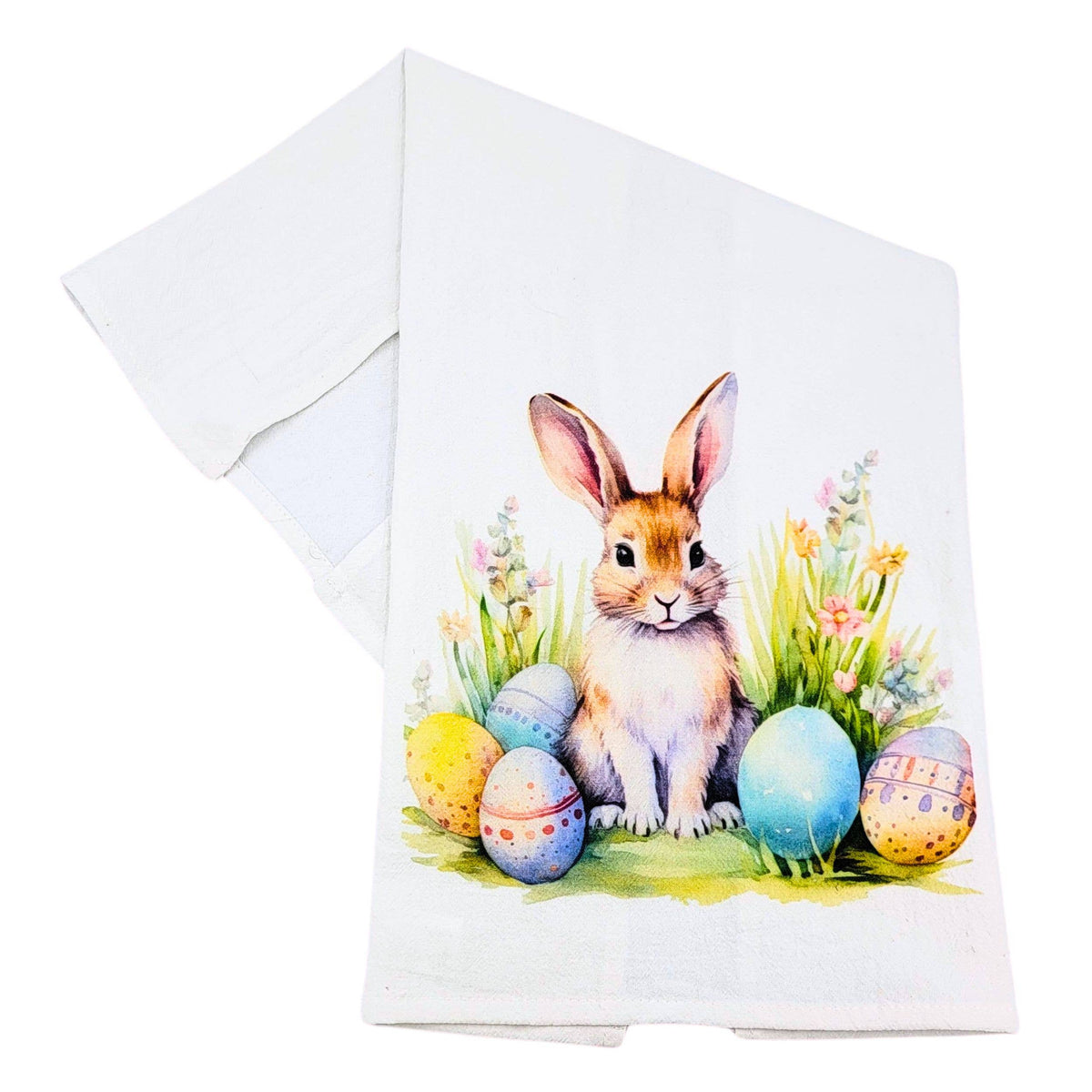 Easter Bunny White Cotton Tea Towels - Spring Decor