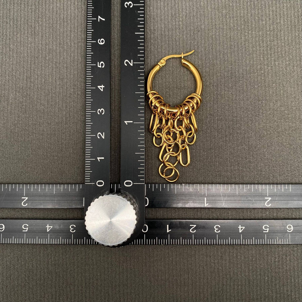 Chain Fringe 18K Gold Plated S.Steel Hoop Earrings