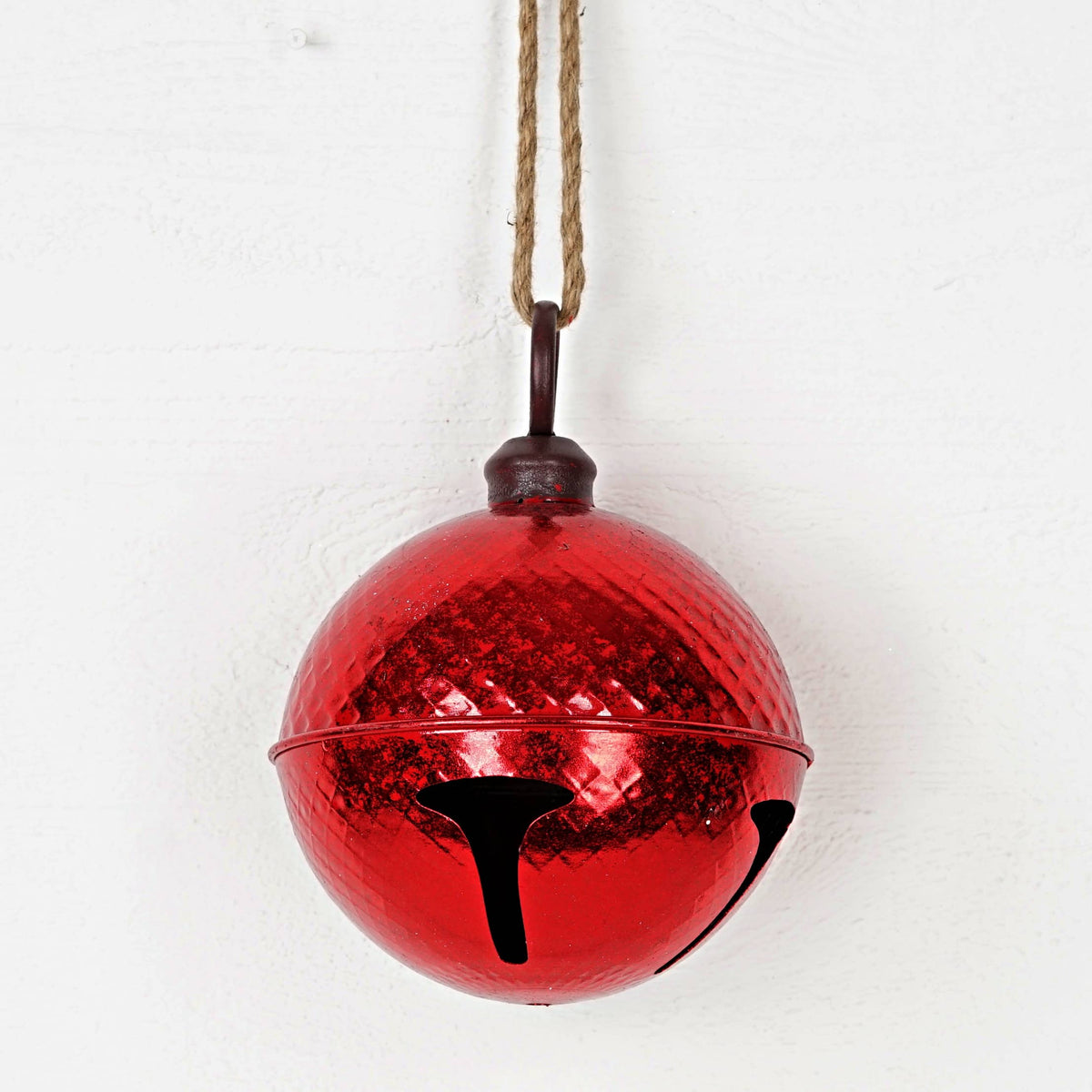 5in Metallic Waffle Bell w. loop-RED