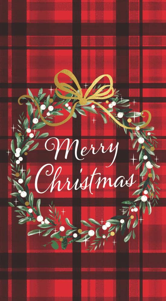 GUEST TOWEL- CHRISTMAS PLAID, RED BY AMBIENTE