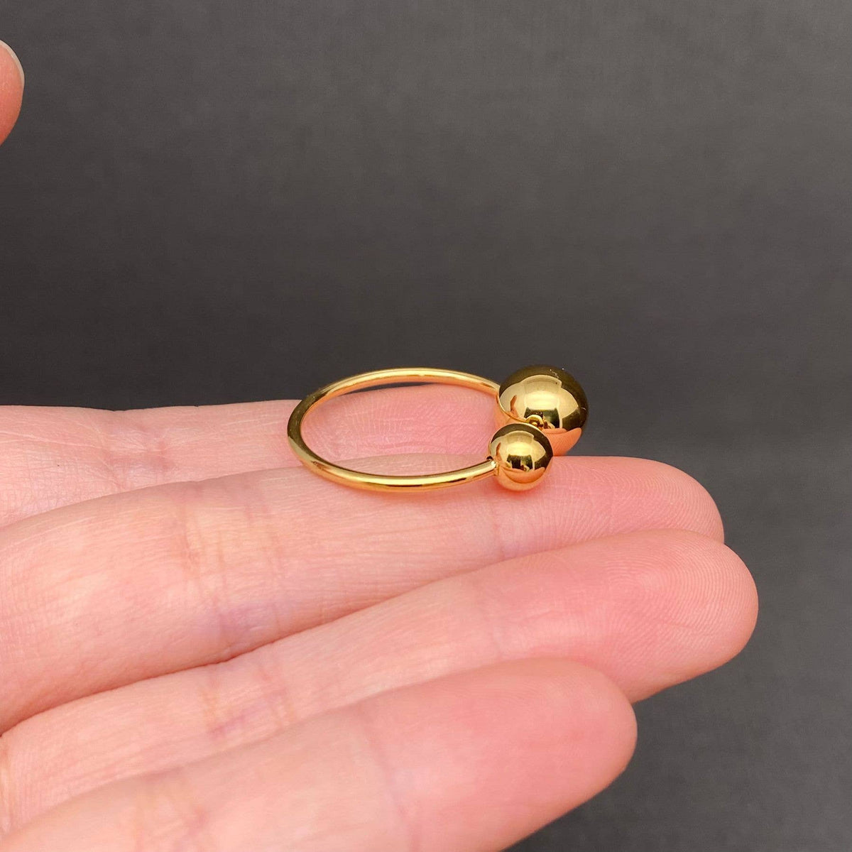 Glossy Ball 18K Gold Plated Stainless Steel Ring - FGS