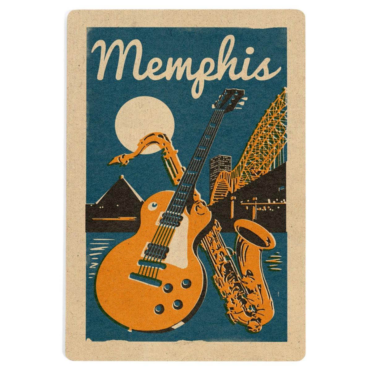 WOOD POSTCARD Memphis, Tennessee, Woodblock