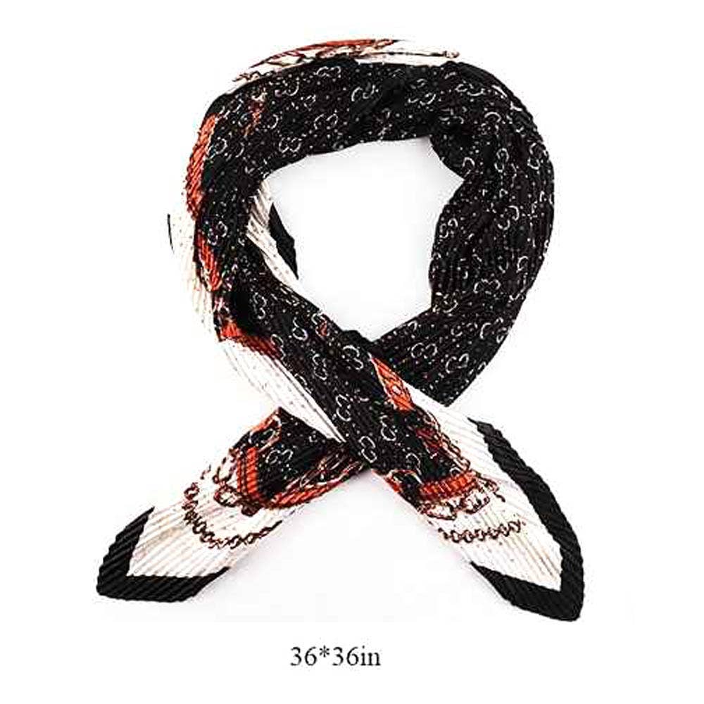 Silk Feel Rhinestone Embellished Geometric Print Multi Purpose Square Scarves
