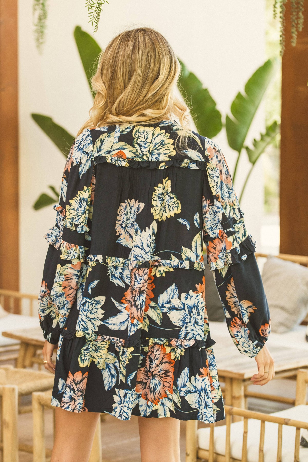 MIDNIGHT BLOOM PRINT NAVY PRINT MONROE DRESS