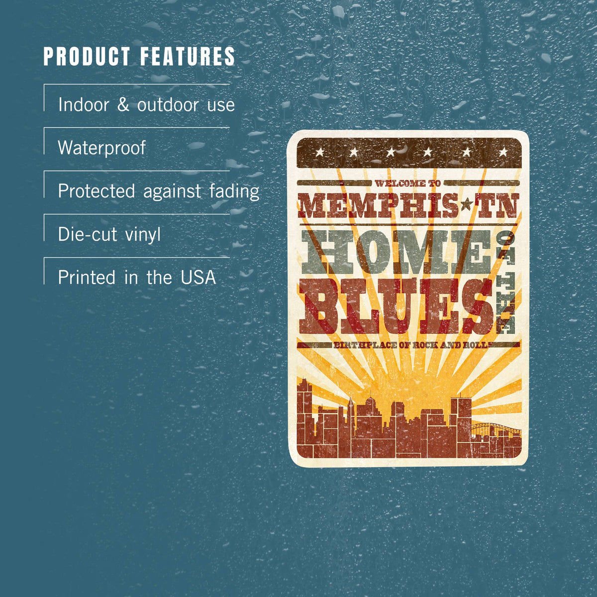 STICKER Memphis Tennessee Skyline and Sunburst Screenprint