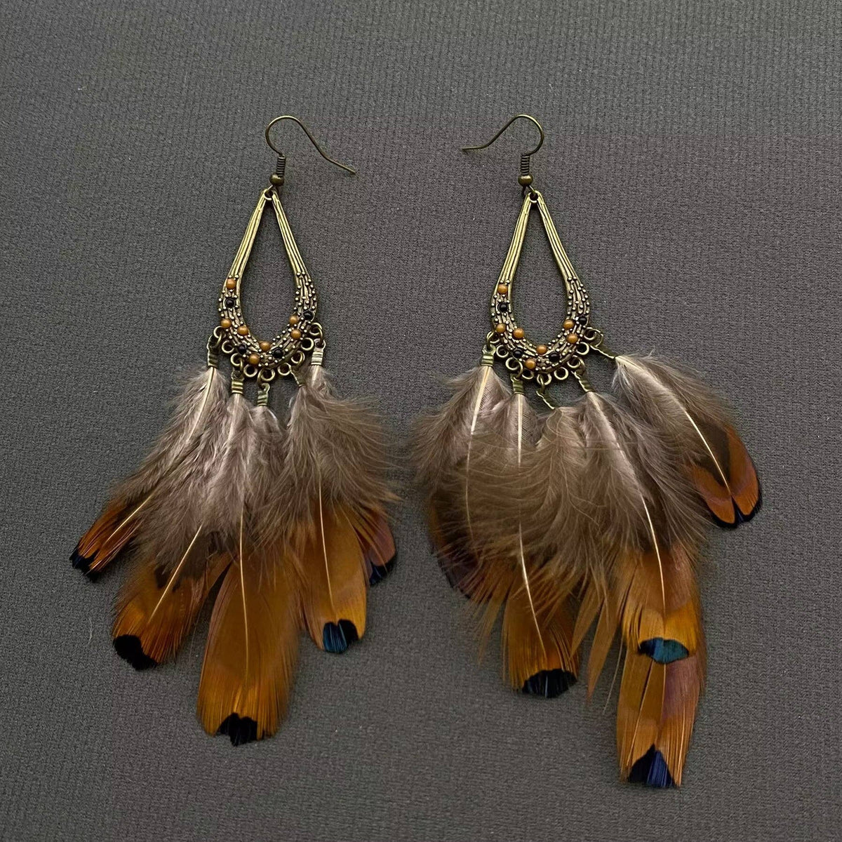 Vintage Feather Tassel Earrings