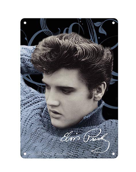 Elvis Metal Sign - Blue Sweater