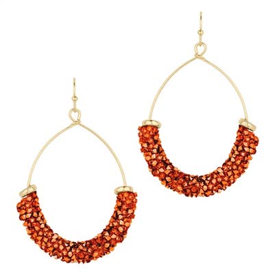 Orange Crushed Crystal Teardrop 2" Earring