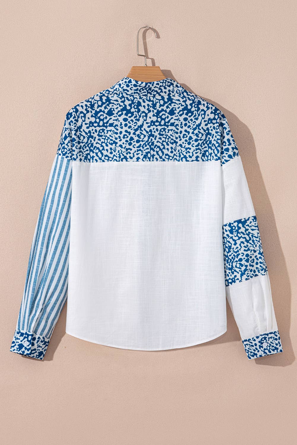 Leopard Striped Western Patchwork Button-up Shirt (S-4X)