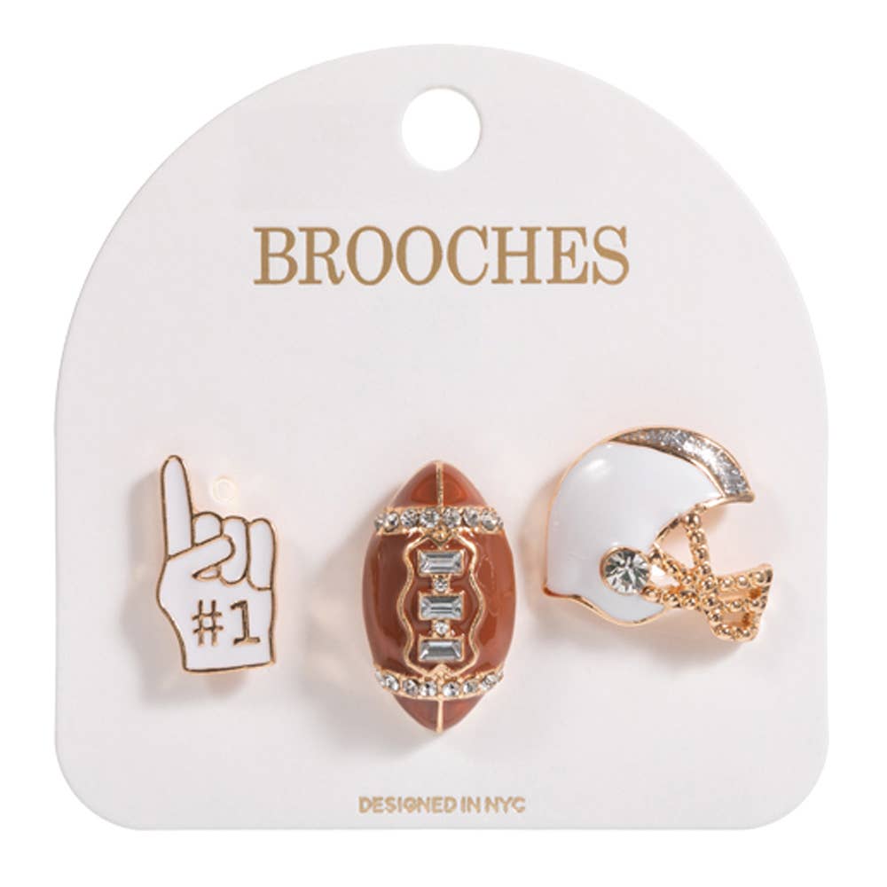 3PCS - Football Helmet Number One Pin Brooch Set