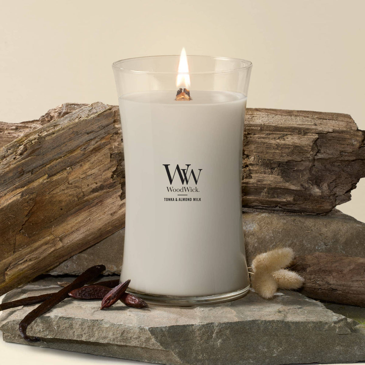 Tonka &amp; Almond Large Hourglass Candle, 21.5 oz