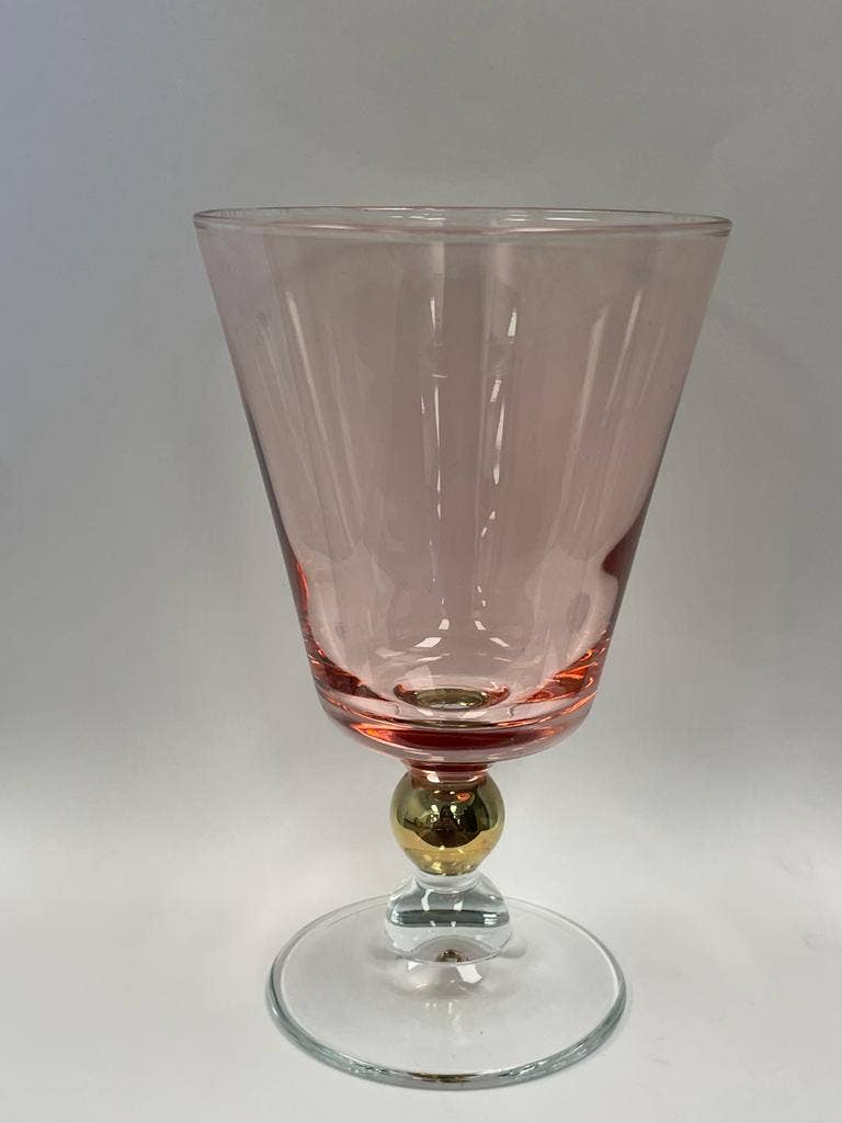 Wine Glasses with Gold Ball on Stem: Blue