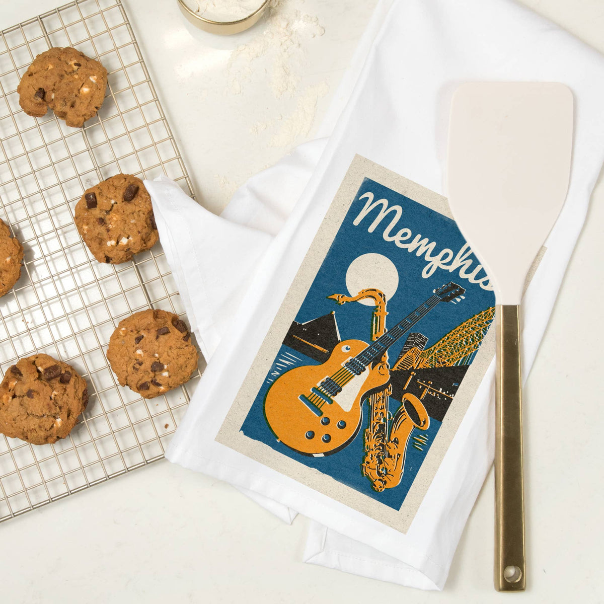 ORGANIC TEA TOWEL Memphis, Tennessee, Woodblock