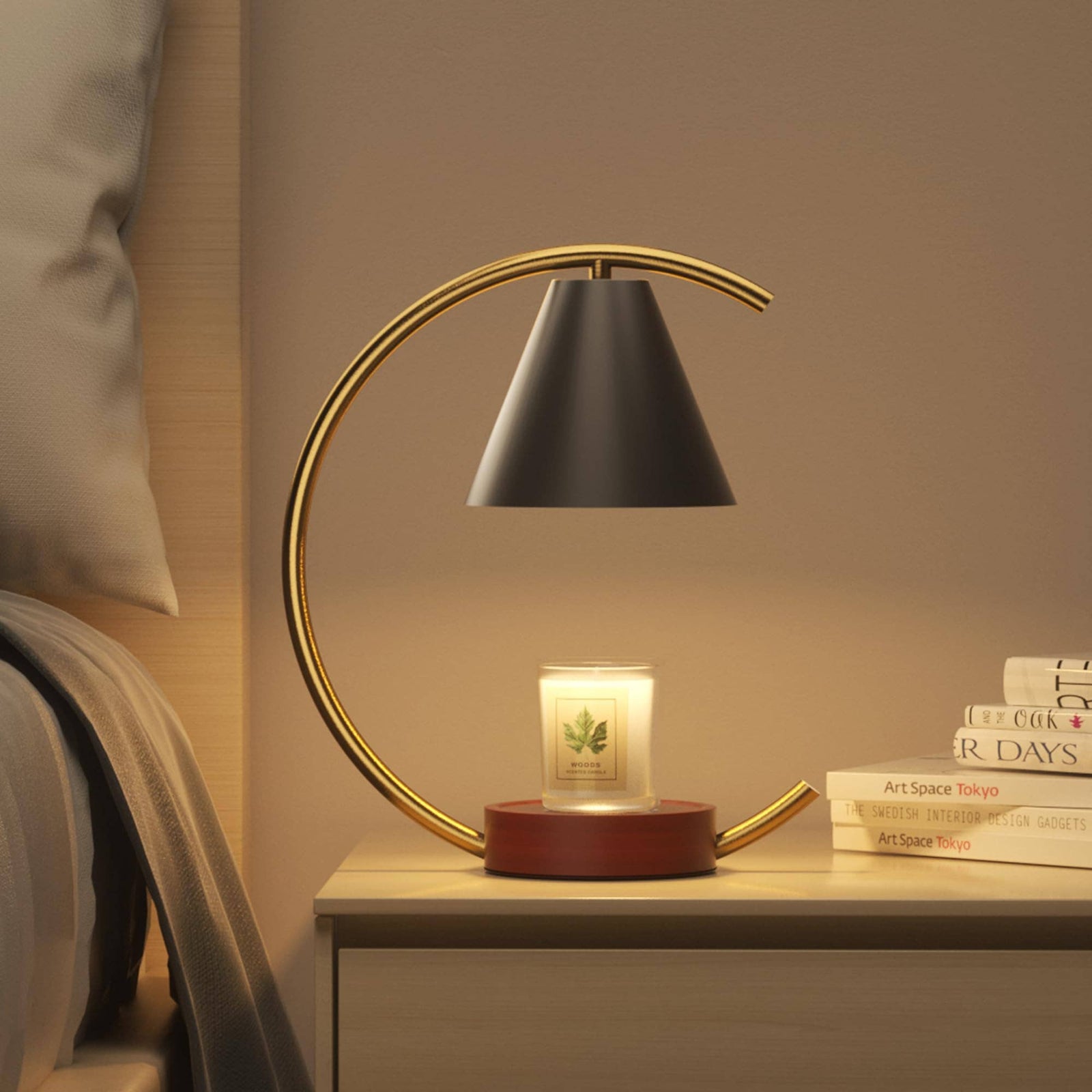 Dimmable Candle Warmer Lamp Candle Holder: Black