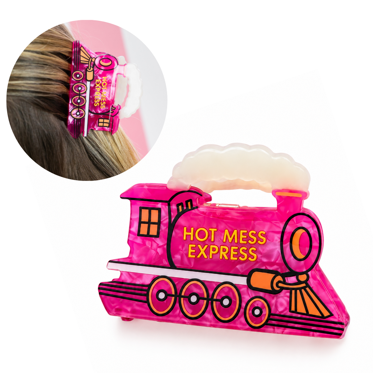 Hot Mess Express - Train Acetate Hair Claw Clip, Funny Gift