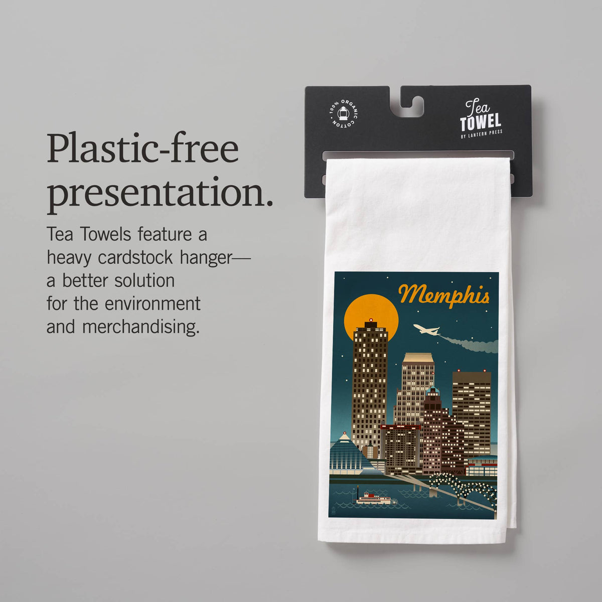 ORGANIC TEA TOWEL Memphis, Tennesseee, Retro Skyline