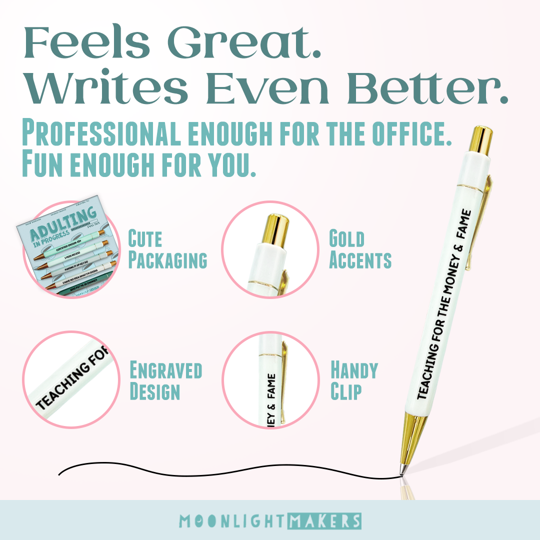 Adulting In Progress - Pen Set - Funny Gift : With Plastic Sleeves