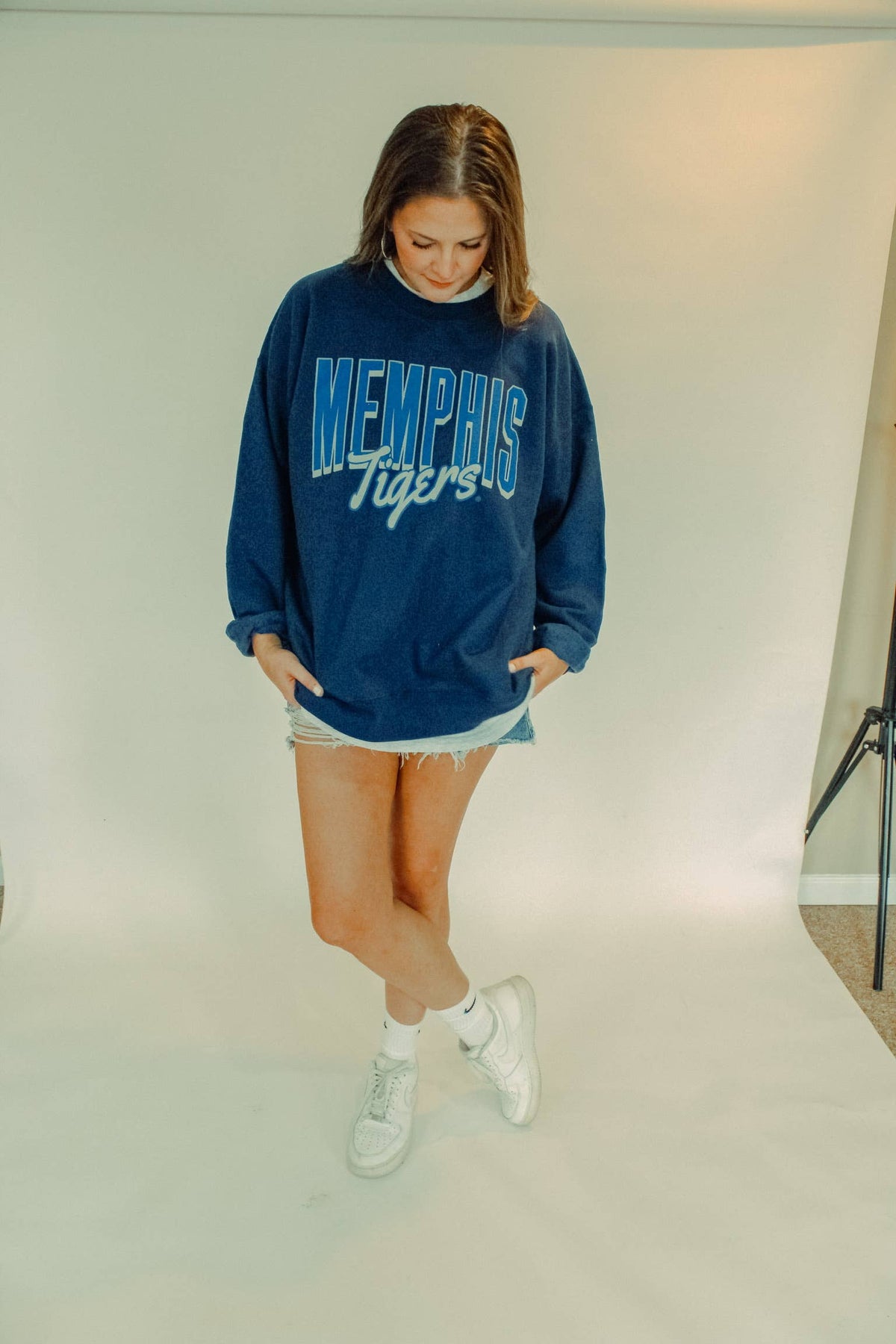 Memphis Tigers Cursive, Game Day Boxy Cotton Sweatshirt