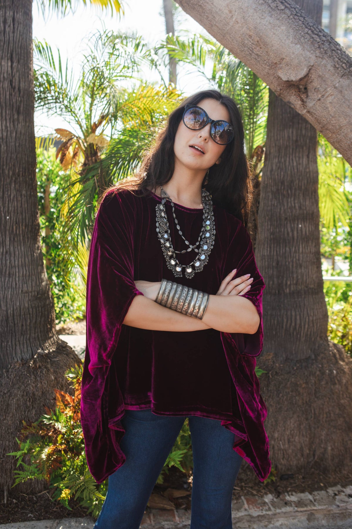 Plumberry Silk Velvet Scarf Top