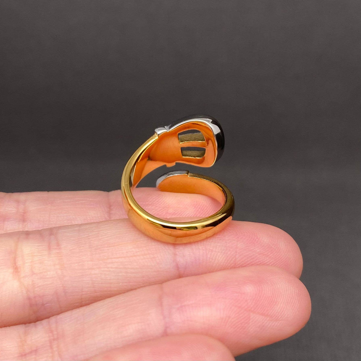 Two Tone Belt Design 18K Gold Plated S.Steel Ring - FGS