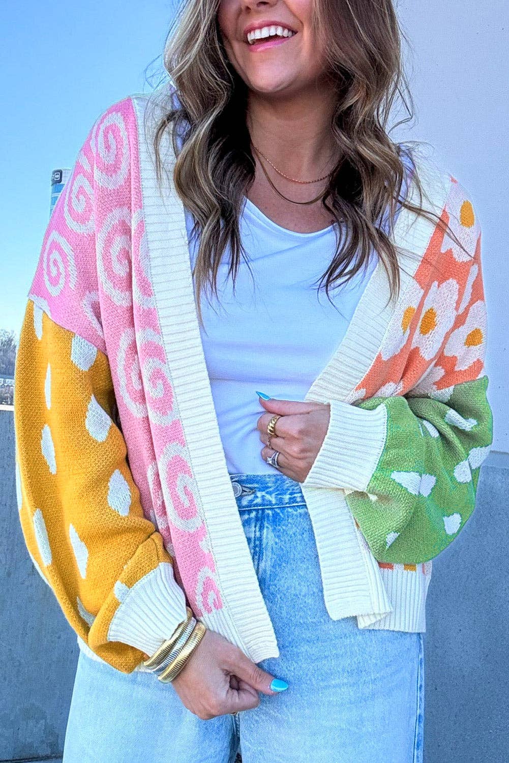 Julie Colorblock Open Front Cardigan | S-XL: Orange