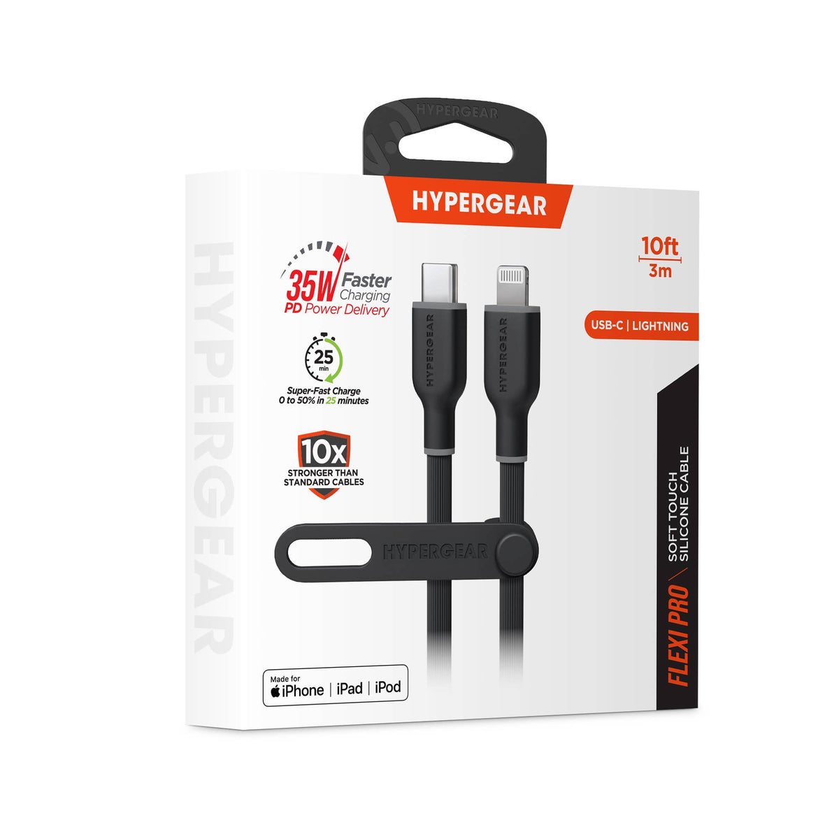 FlexiPro USB-C to Lightning Soft-Touch FastCharge Cable 10ft