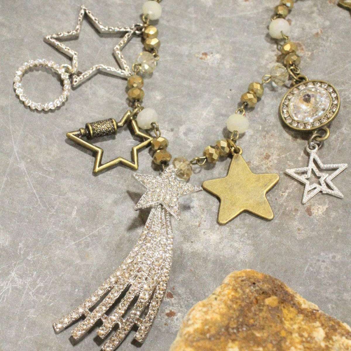 Falling Stars Charm&#39;d Necklace