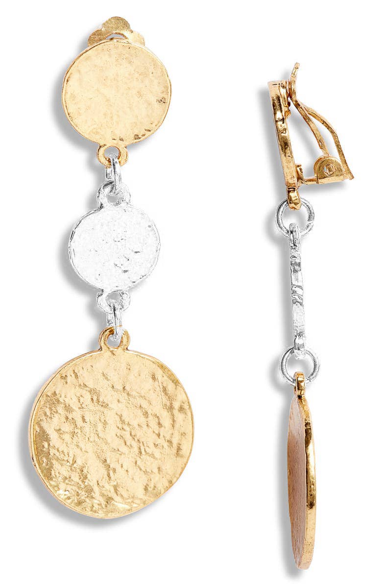 Coin drop clip on earring: Gold