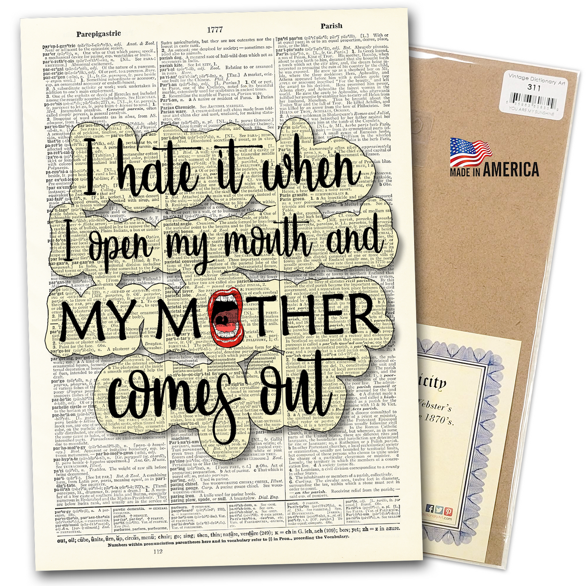 Art Print | Dictionary Page | Vintage | I Hate it When