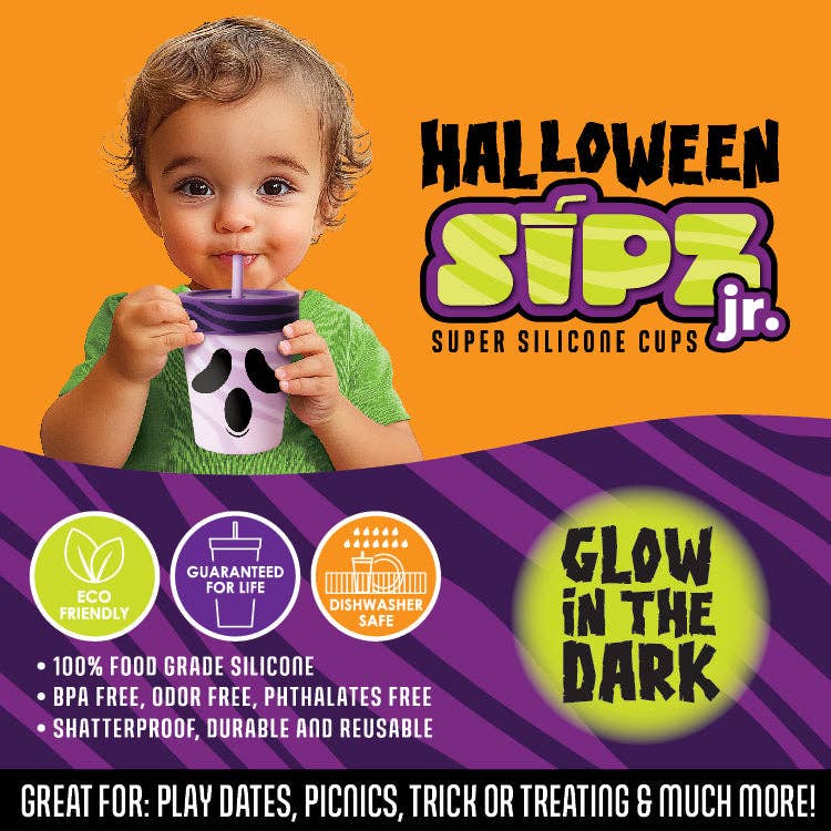 Halloween 8oz Silicone Kids Cup with Lid &amp; Straw